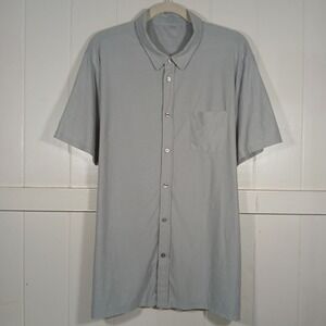 Vuori Mens Short Sleeve Button Down Shirt Light Grey V1058 XXL Stretch Pocket